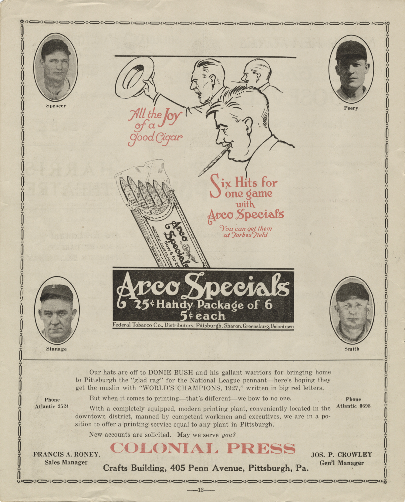 1927 World Series score card highlighting the Pittsburgh Pirates