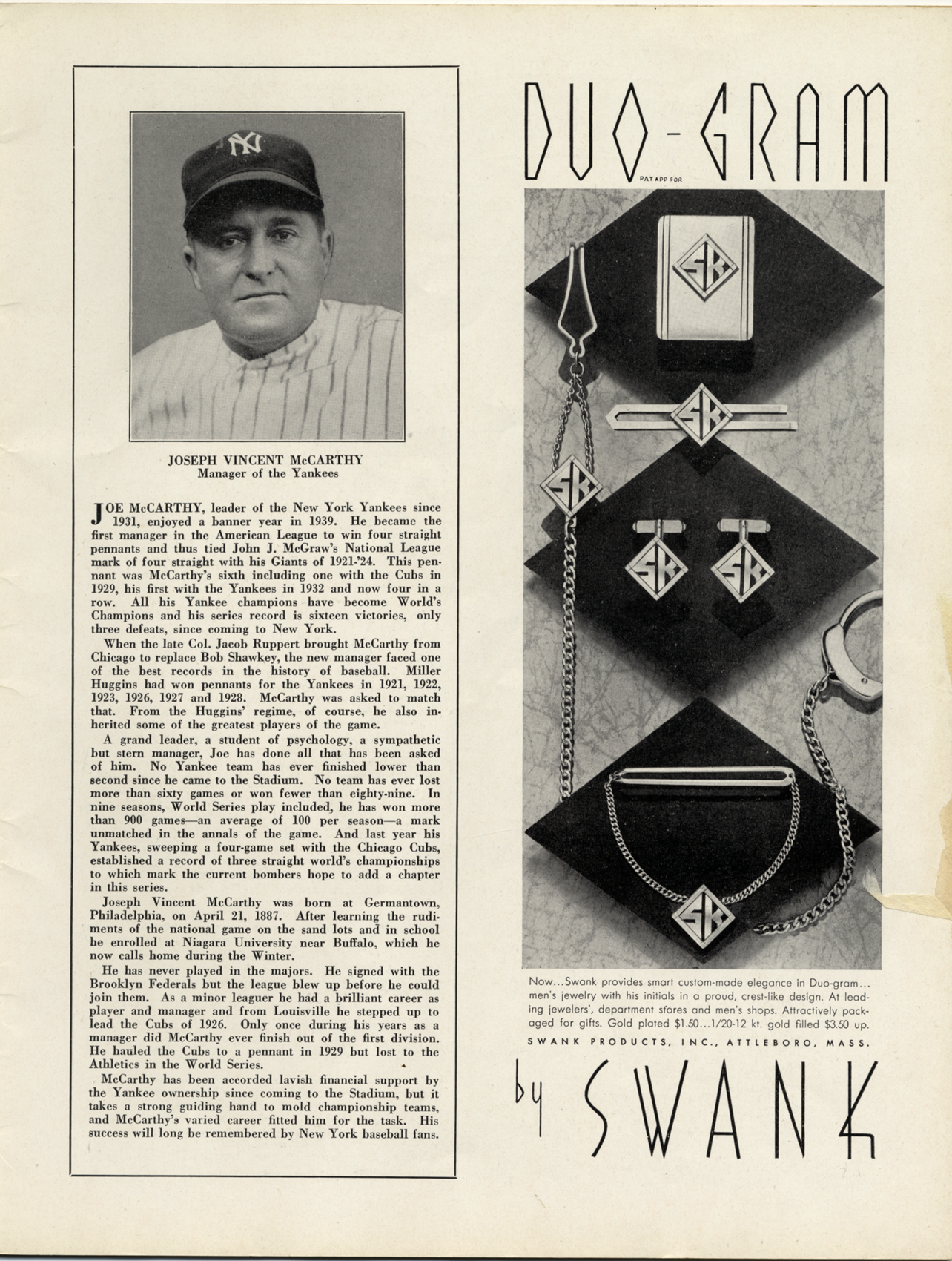 1926 World Series official souvenir program