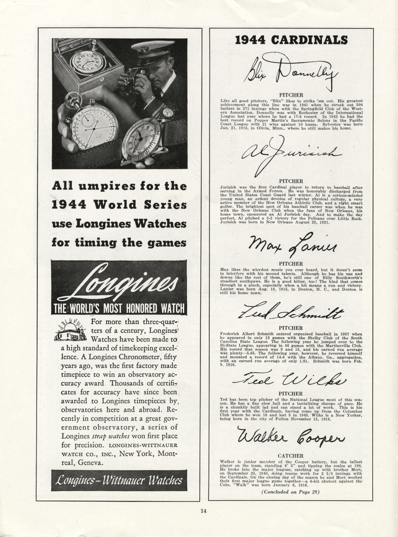 1944 World Series Program.  Baseball Collectibles Programs, Lot #43082