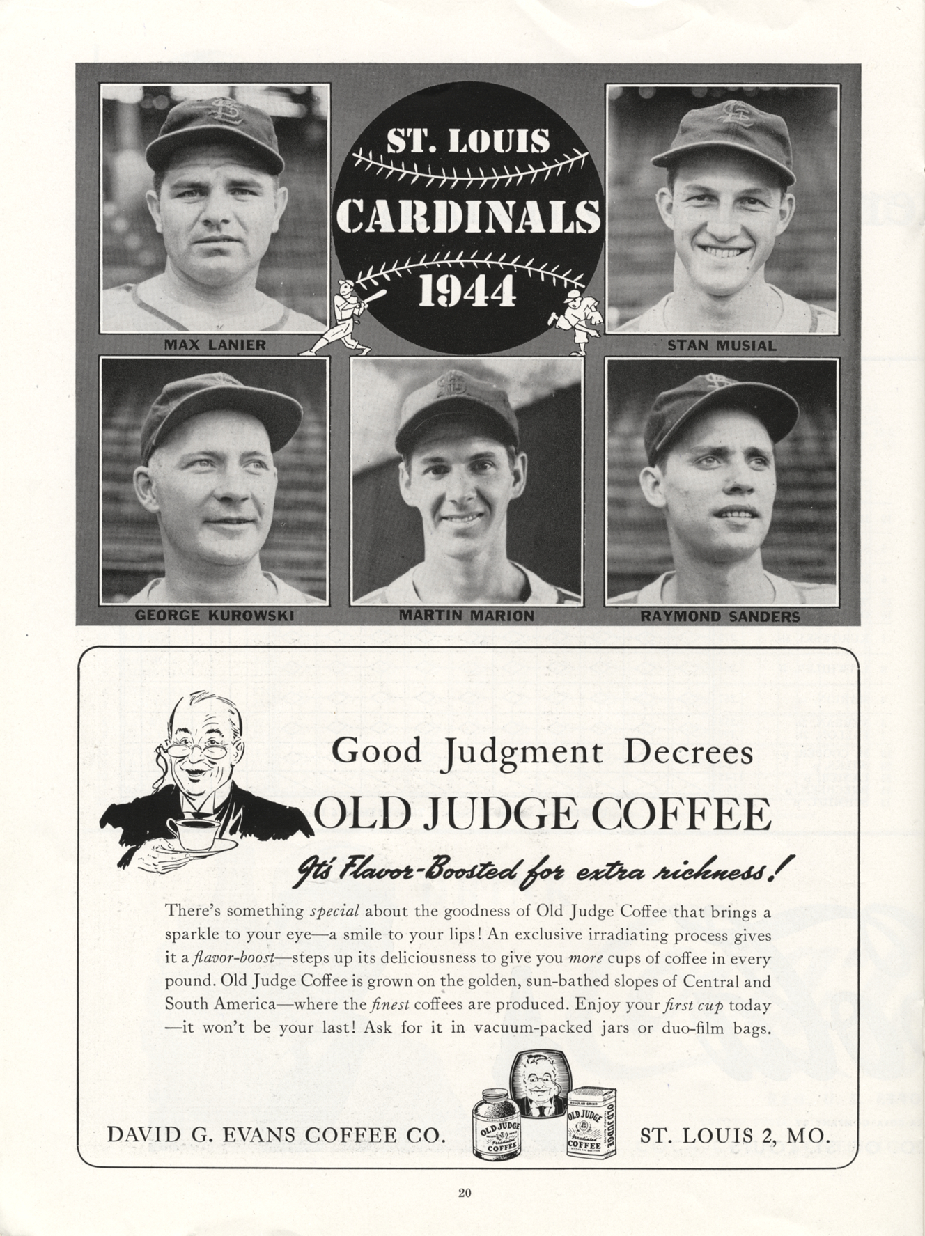  1944 St. LOUIS CARDINALS TEAM PHOTO