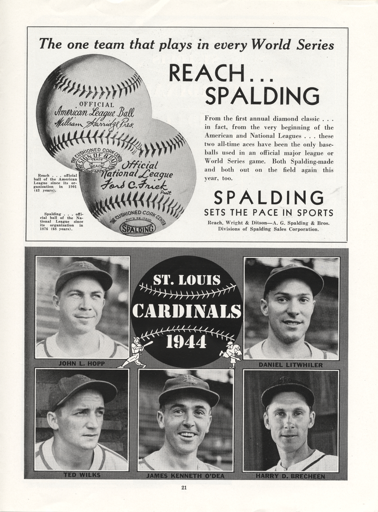 1944 World Series souvenir program book