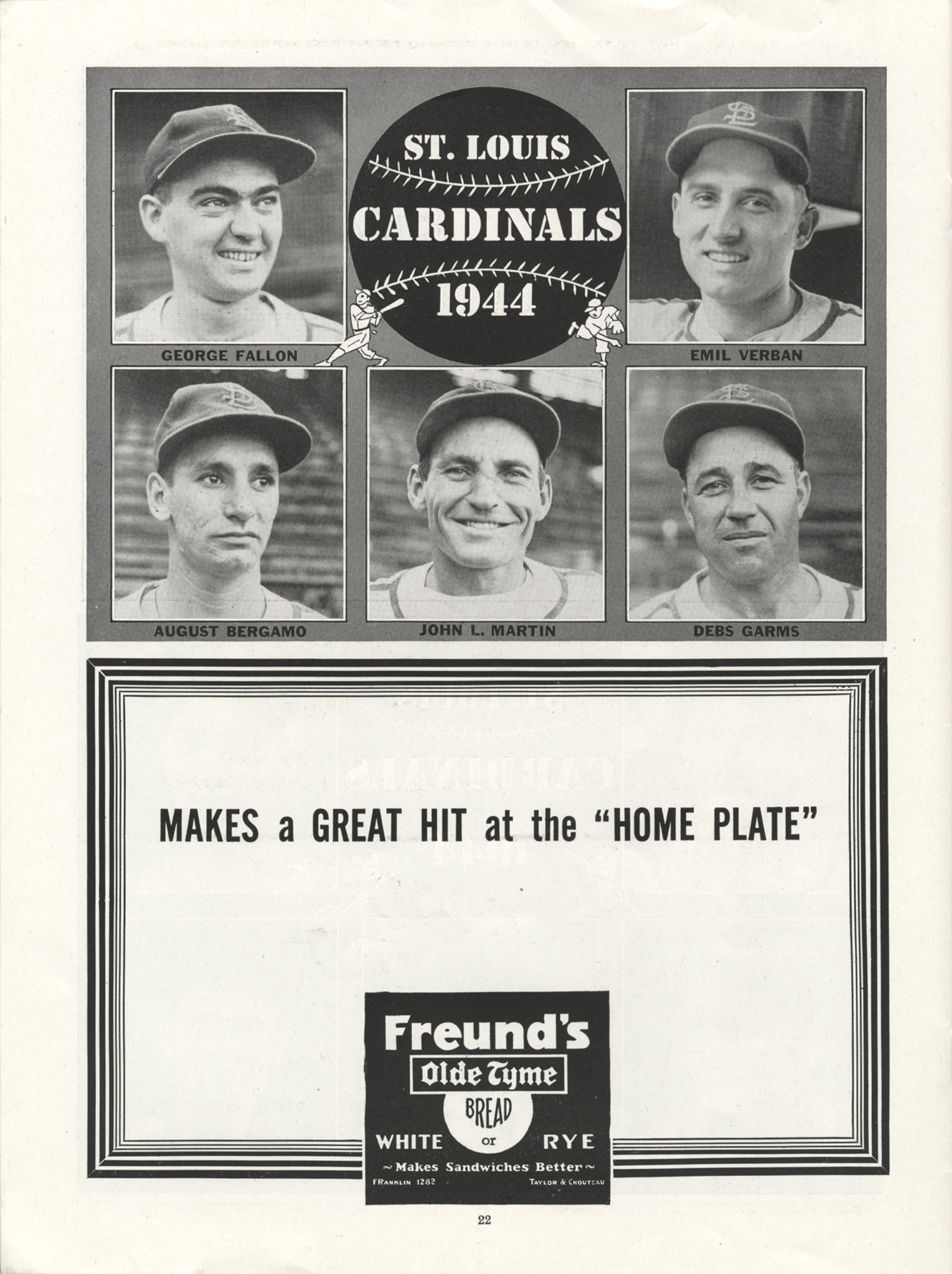  1944 St. LOUIS CARDINALS TEAM PHOTO