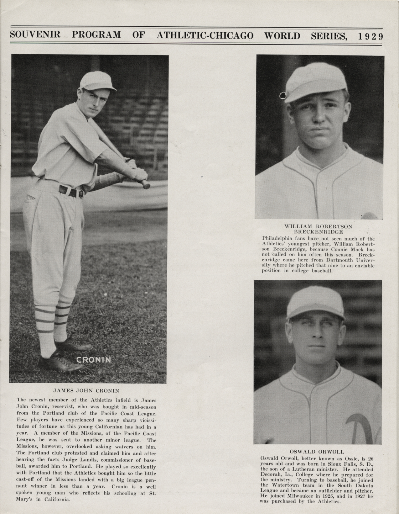 Sold at Auction: 1926 and 1927 World Series souvenir programs.