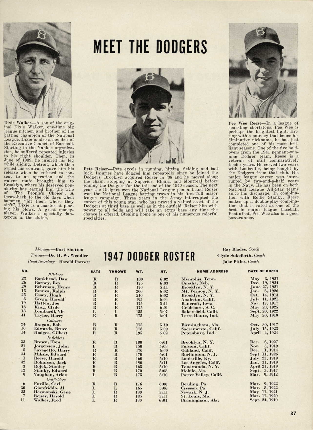 1947 BROOKLYN DODGERS TEAM PHOTOGRAPH