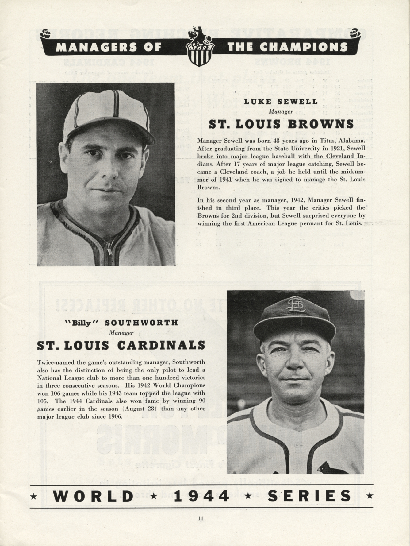 1944 World Series souvenir program book