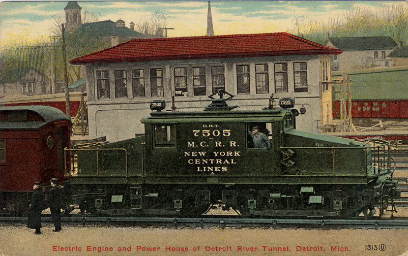 Electric engine and power house of Detroit River tunnel