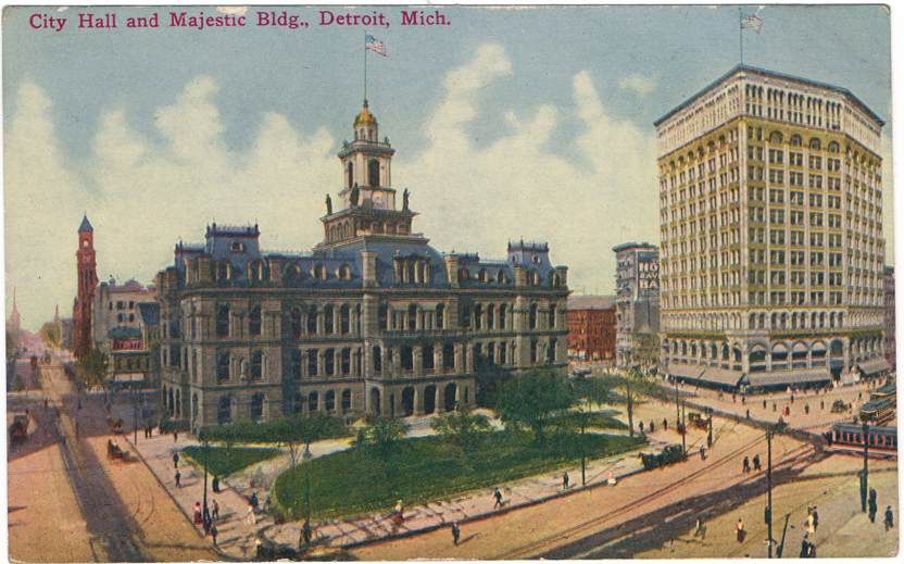 Detroit City Hall and Majestic building