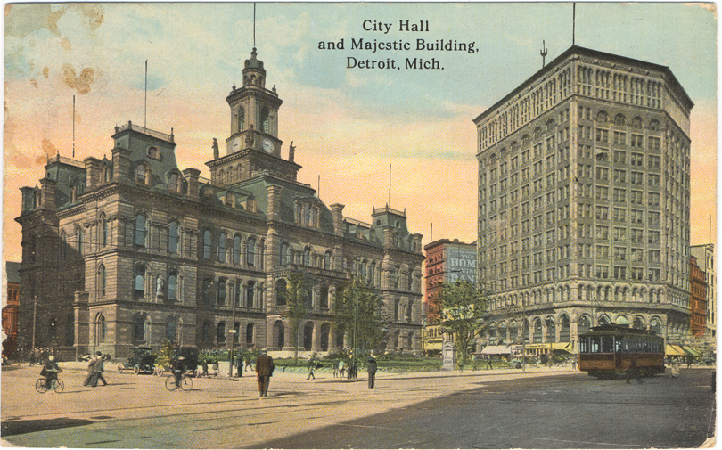 Detroit City Hall and Majestic building