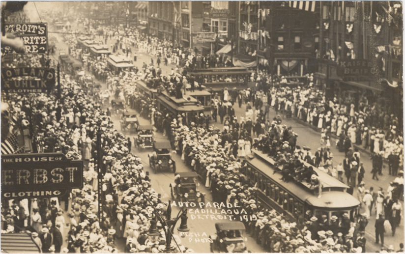 Automobile parade, 1912 Cadillaqua