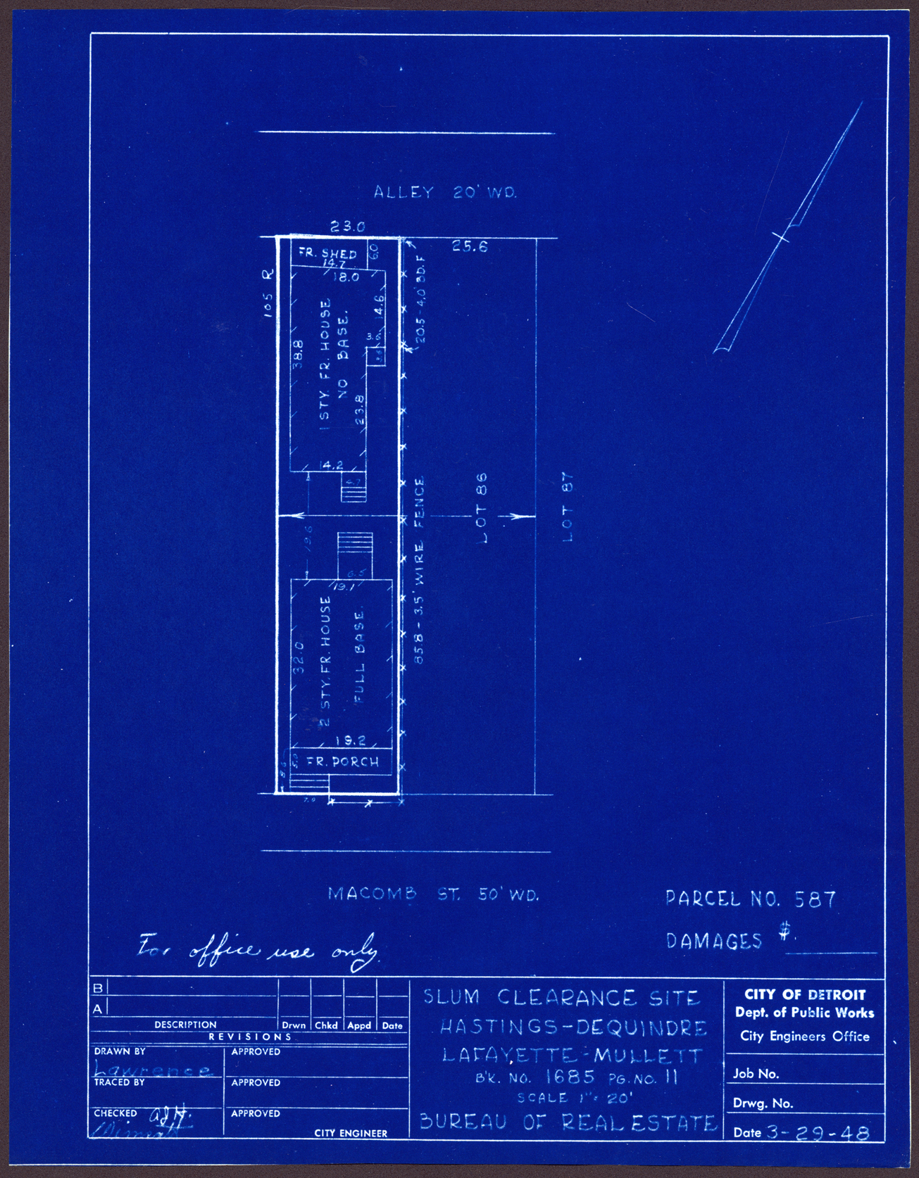 Plot plan for property on Macomb