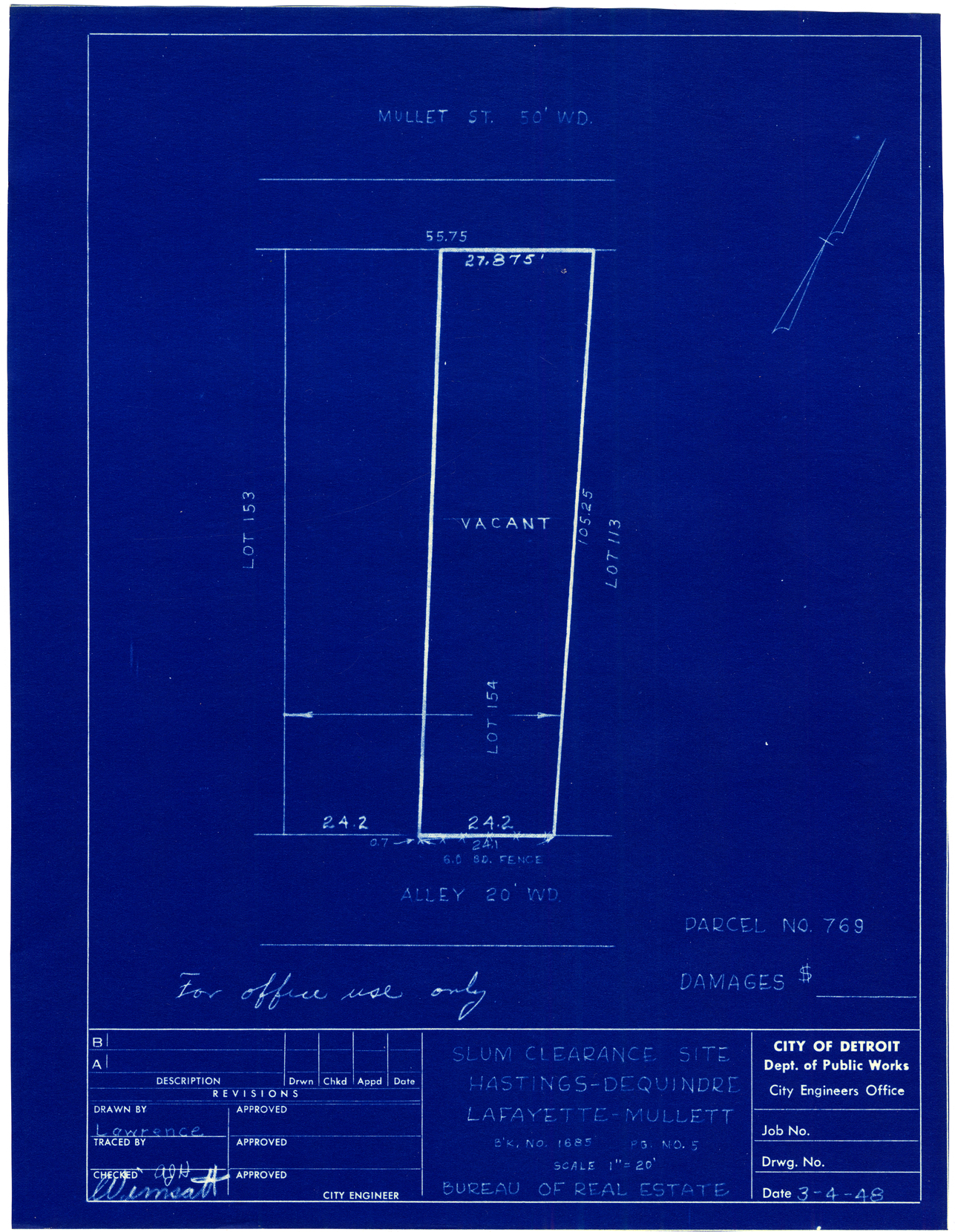 Plot plan for property on Mullett