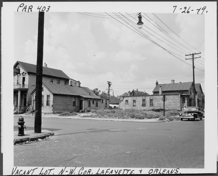Vacant lot on northwest corner of Lafayette and Orleans