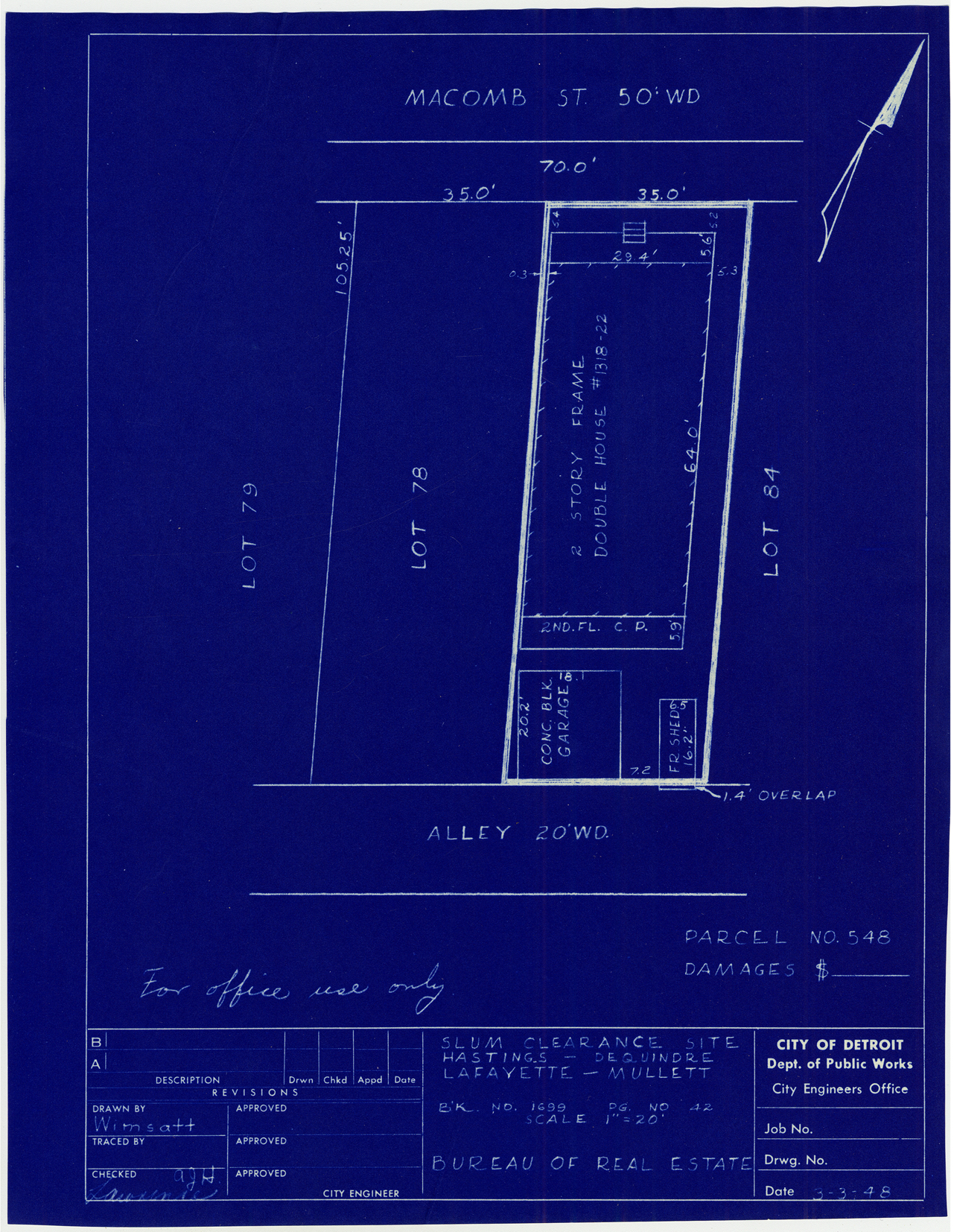 Plot plan for property on Macomb