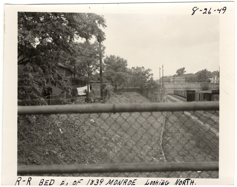 Railroad embankment east of 1839 Monroe