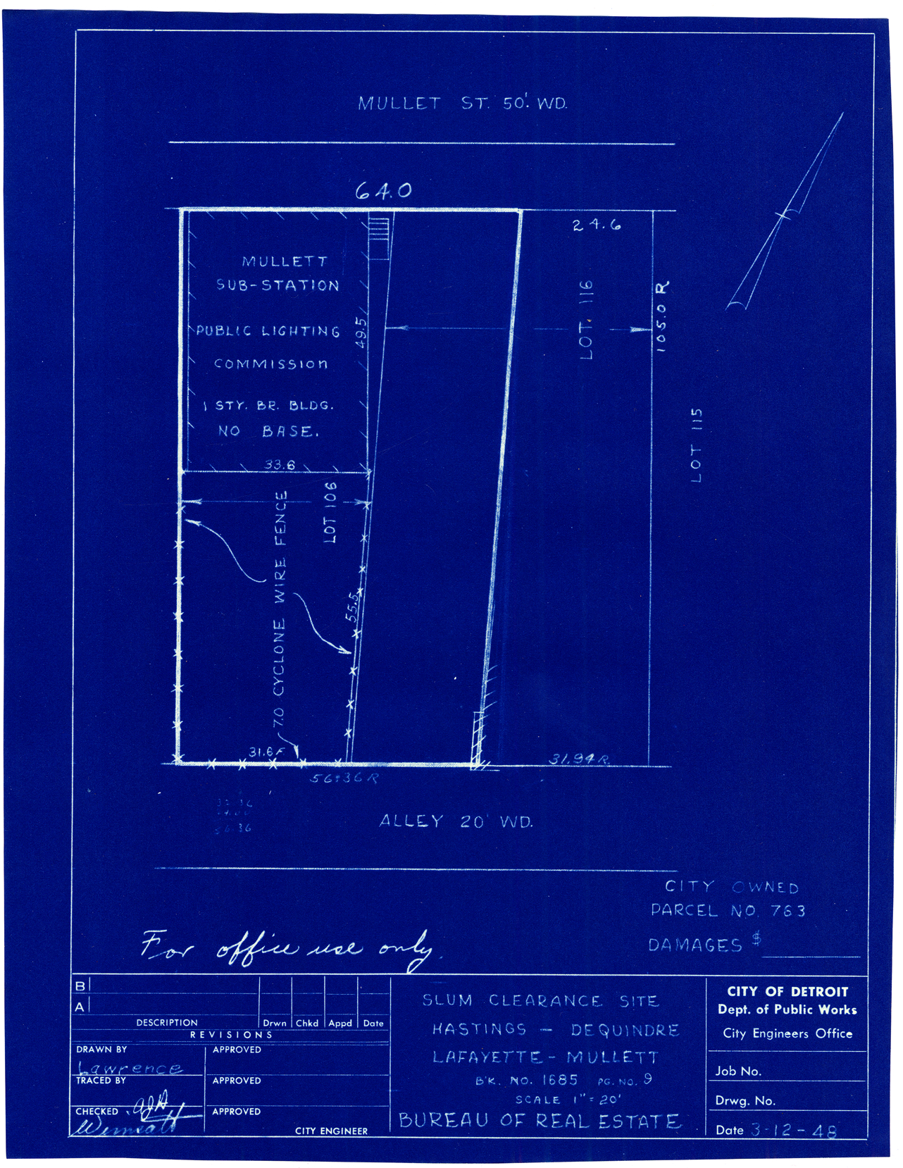 Plot plan for property on Mullett
