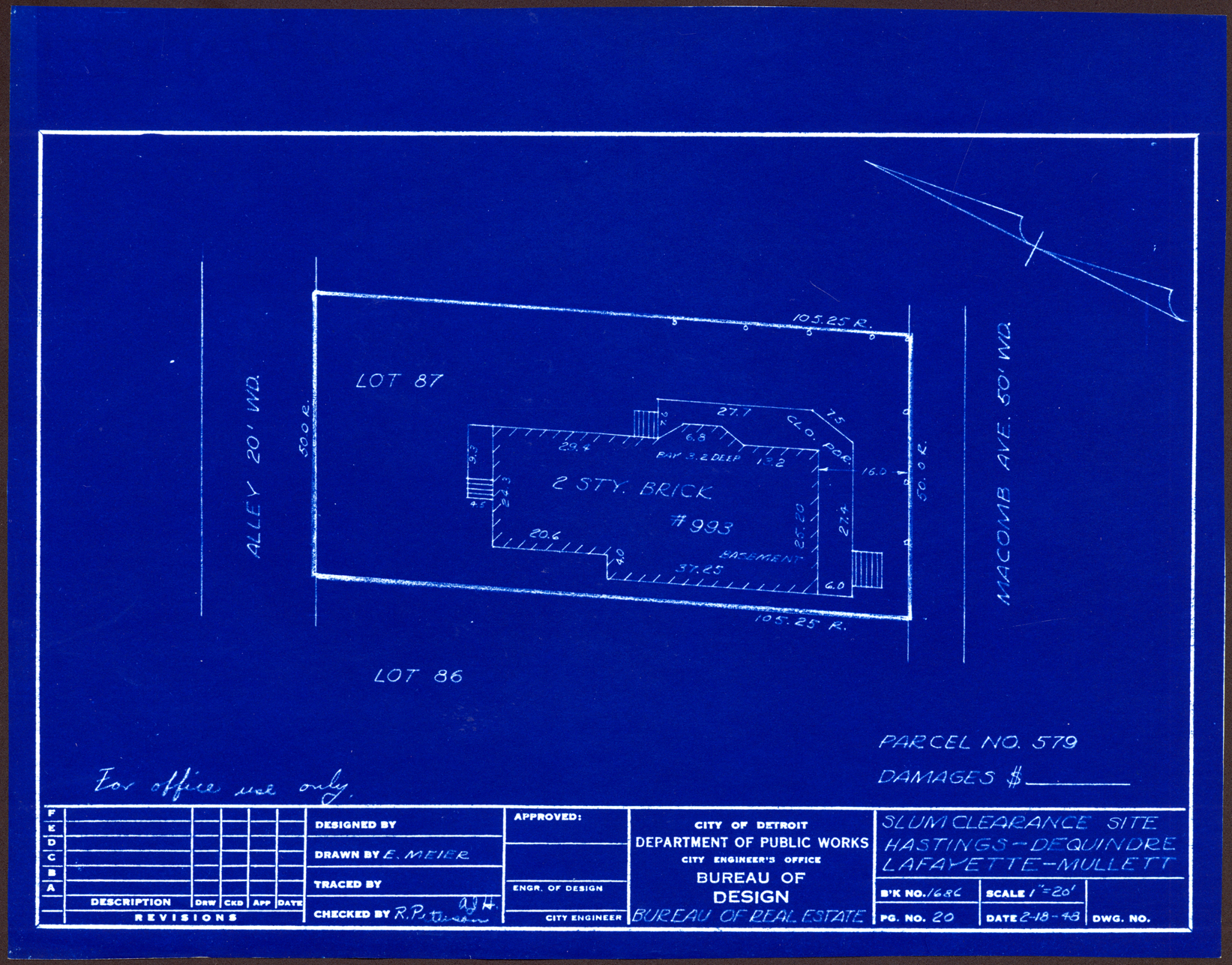 Plot plan for property on Macomb