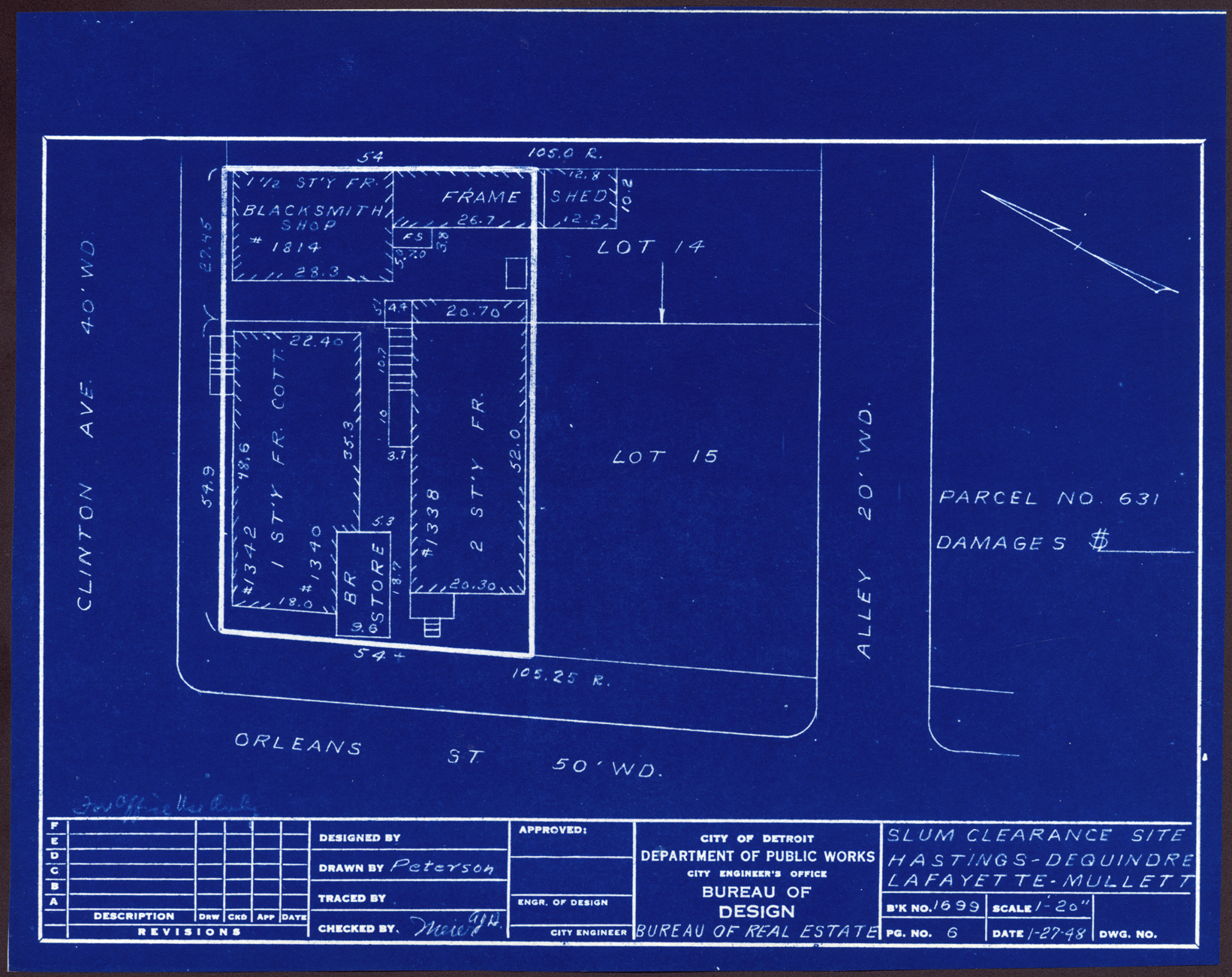 Plot plan for property on the corner of Clinton and Orleans