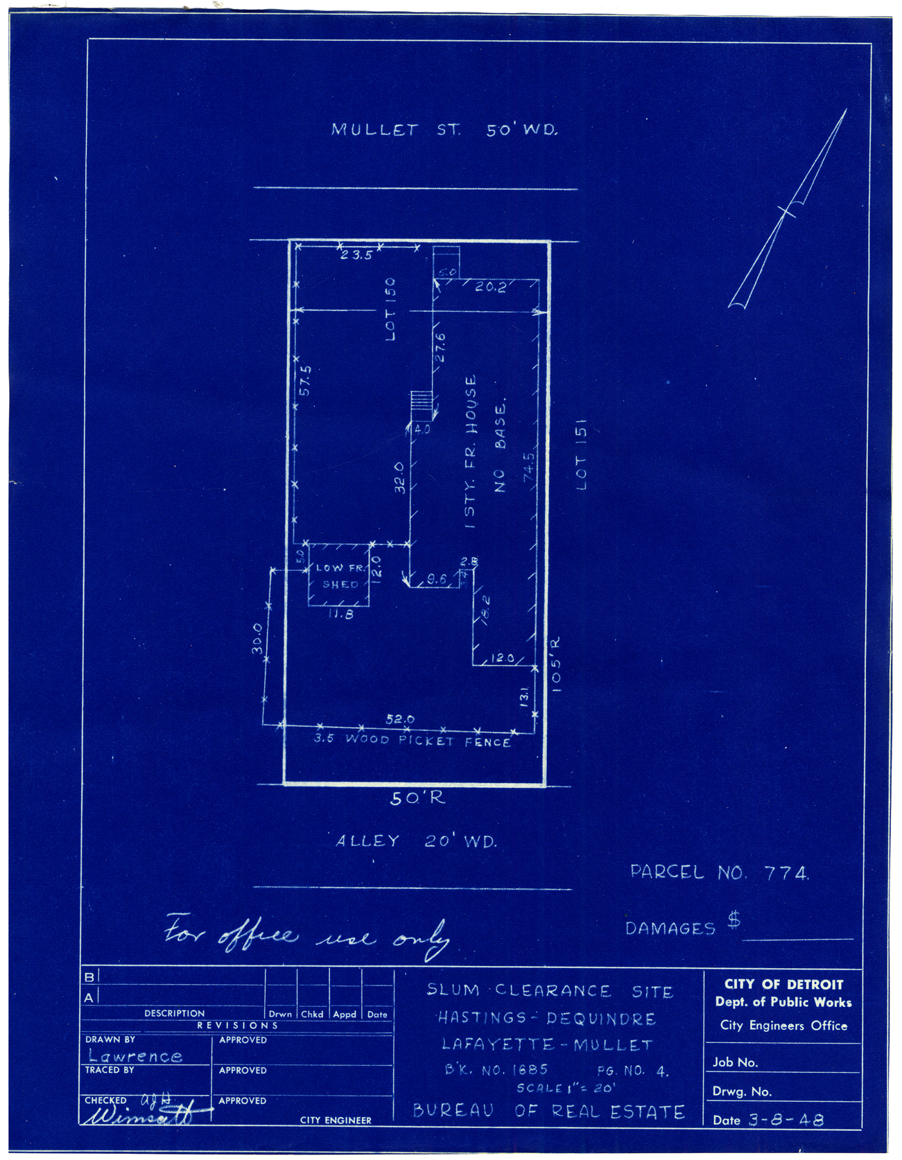 Plot plan for property on Mullett