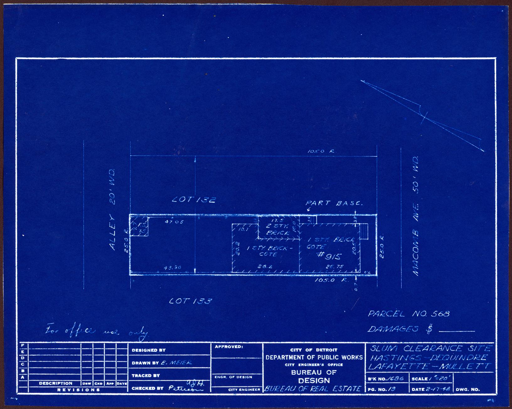 Plot plan for property on Macomb
