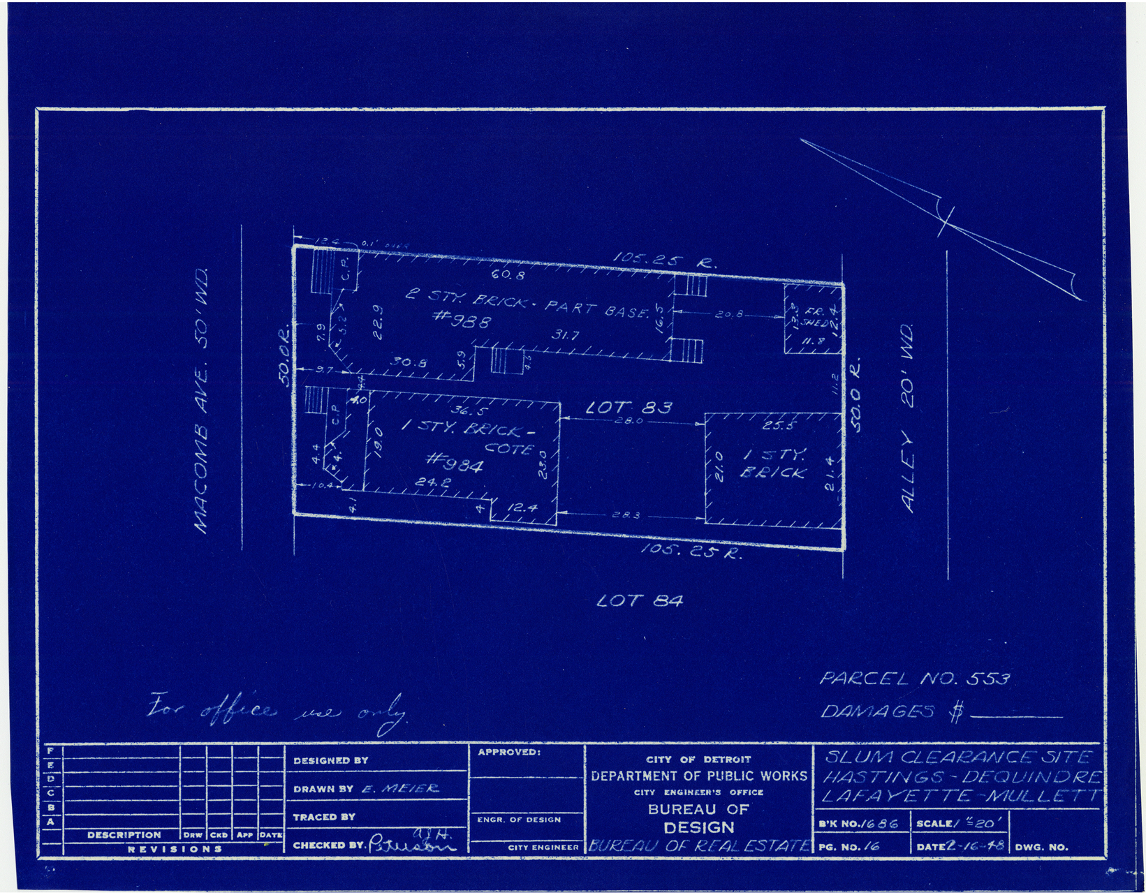 Plot plan for property on Macomb