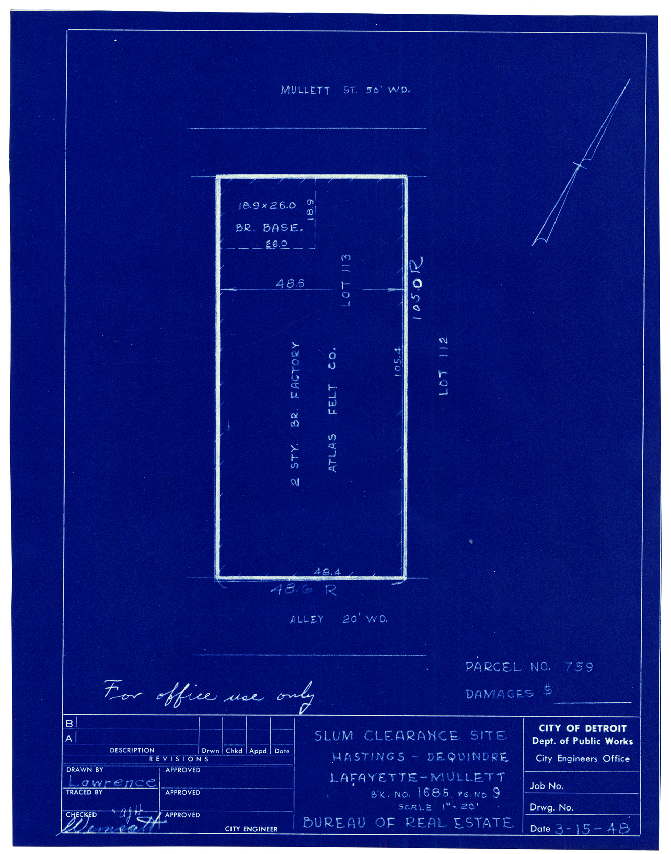 Plot plan for property on Mullett