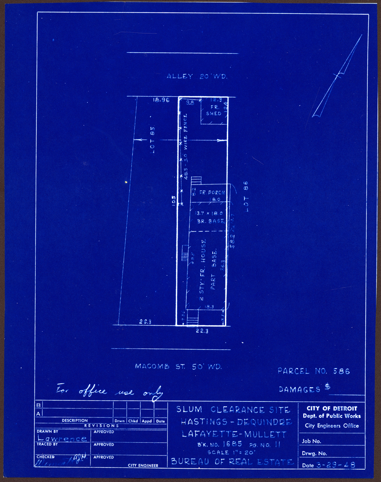 Plot plan for property on Macomb
