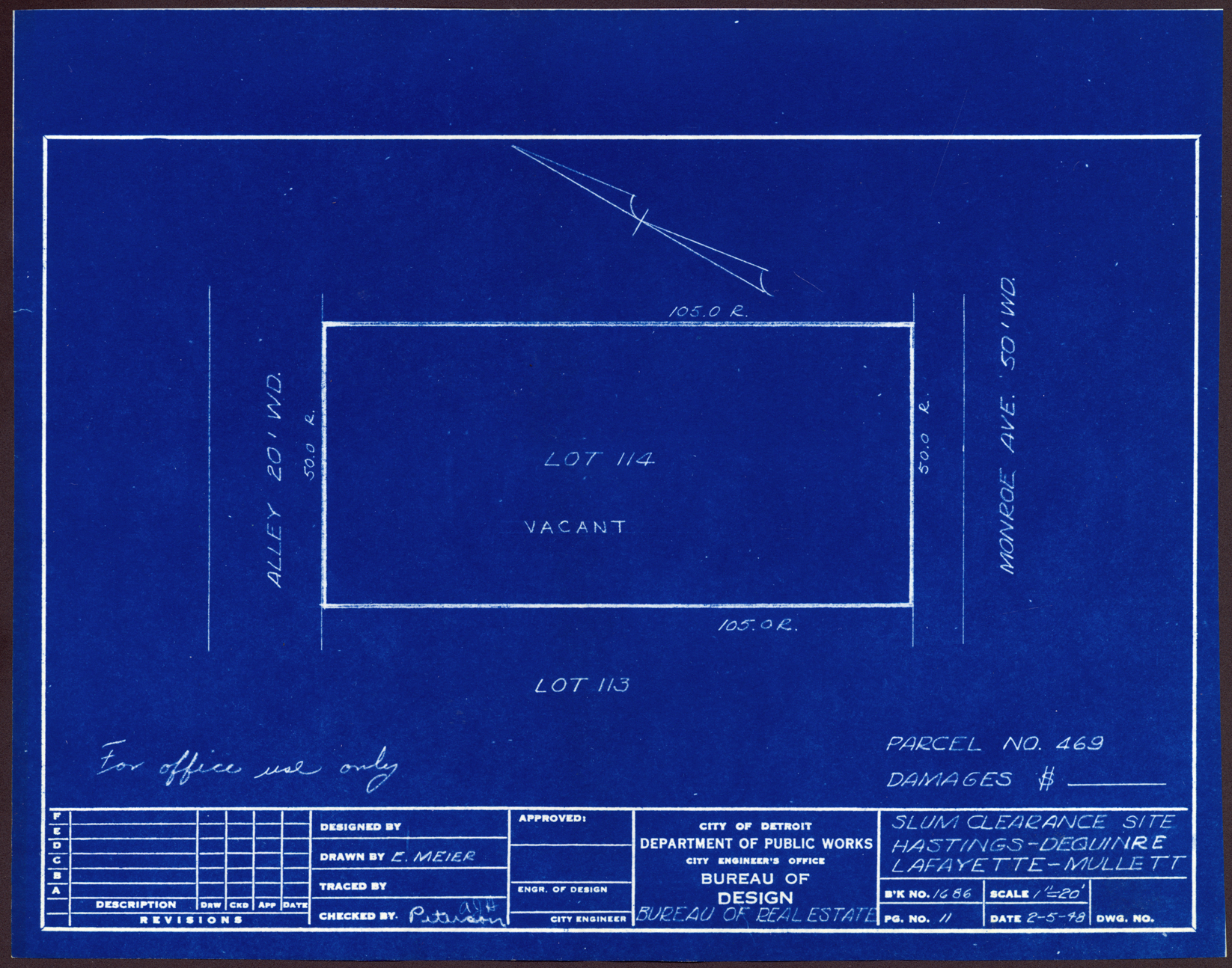 Plot plan for property on the corner of Hastings and Monroe