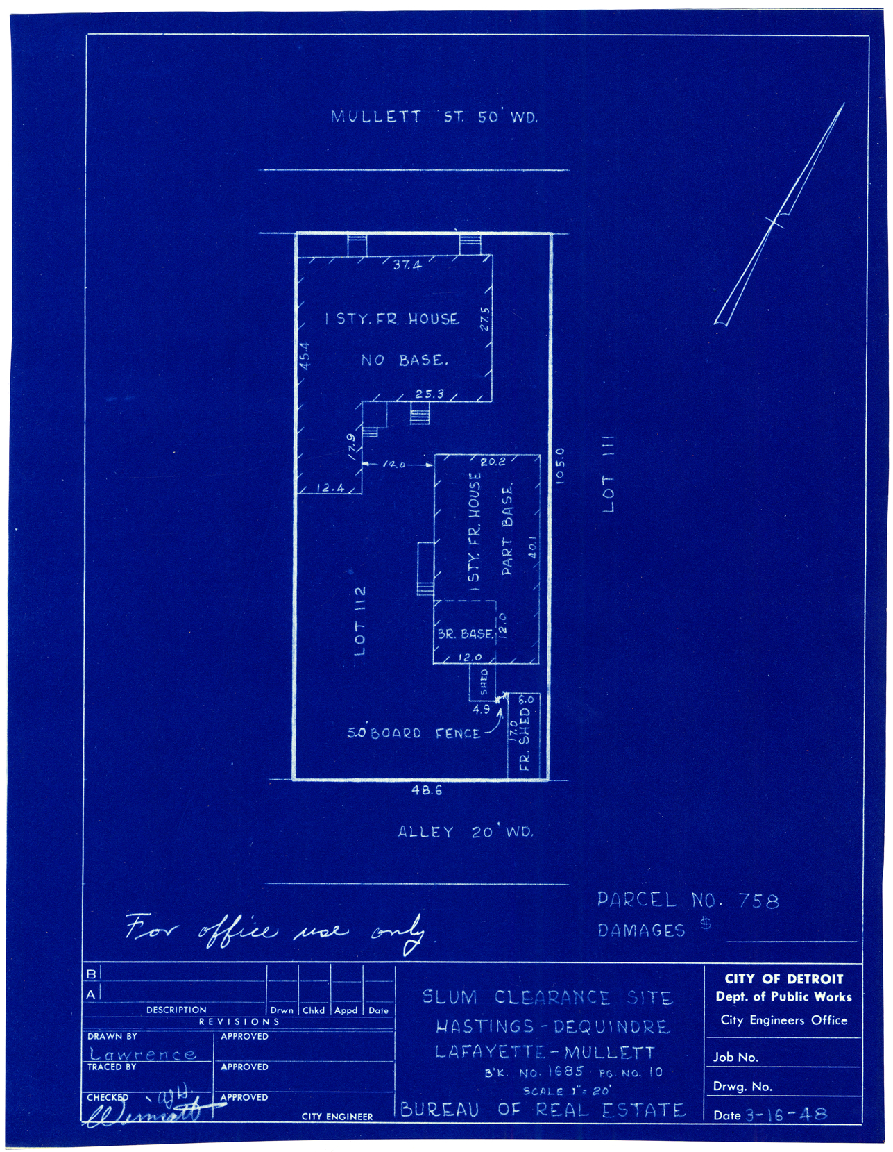 Plot plan for property on Mullett