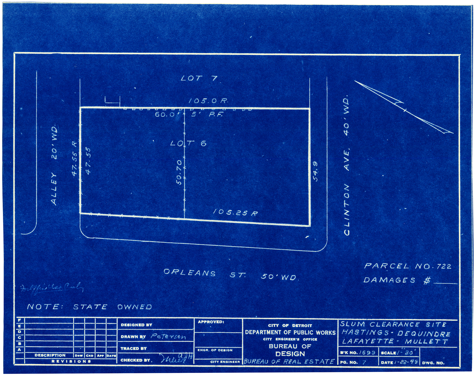 Plot plan for property on the corner of Clinton and Orleans