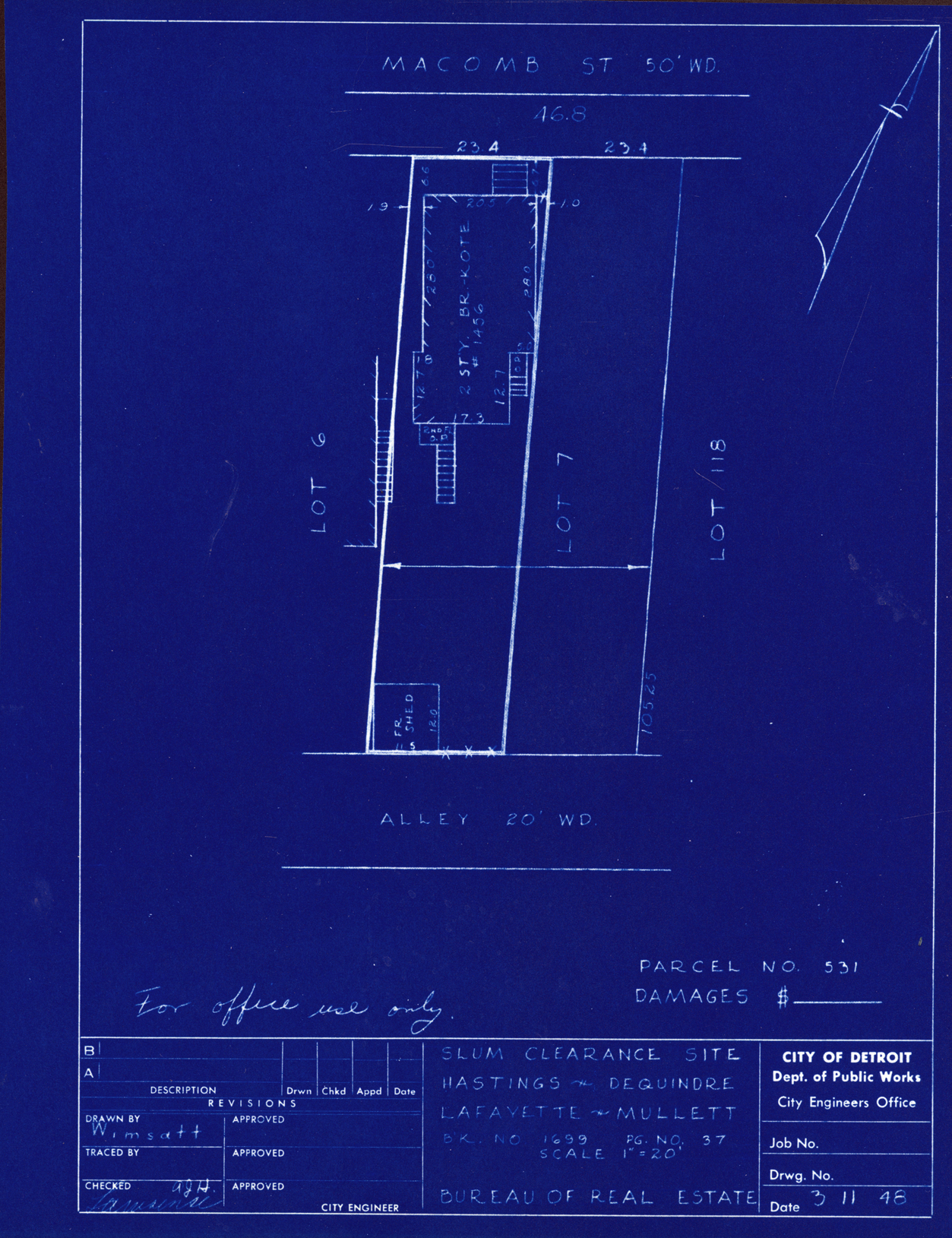 Plot plan for property on Macomb