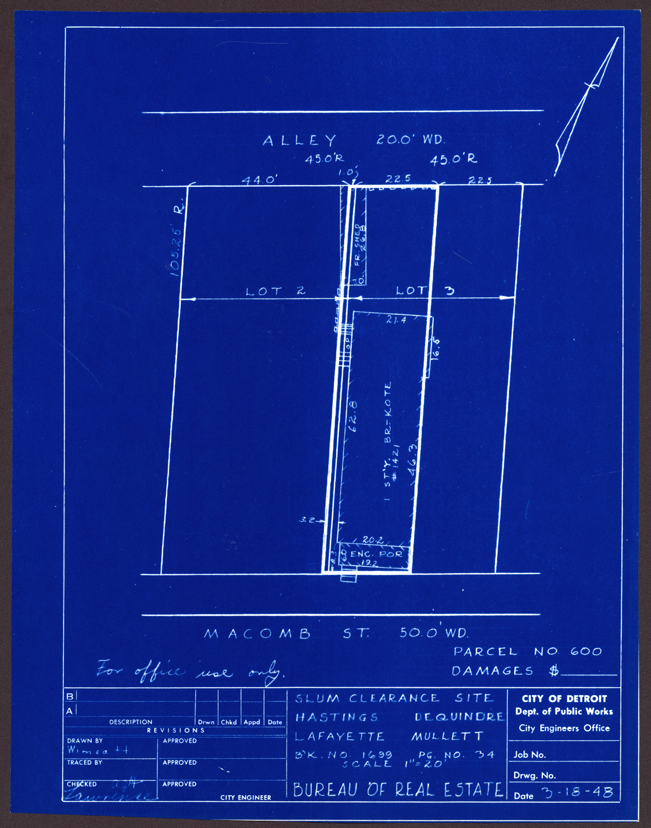 Plot plan for property on Macomb