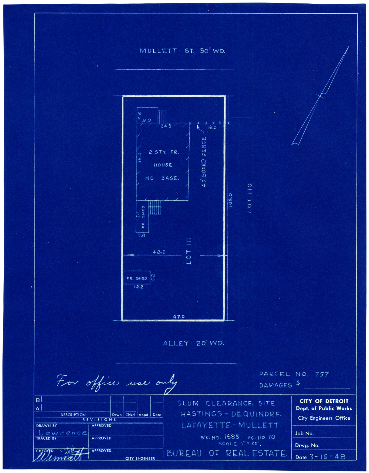 Plot plan for property on Mullett