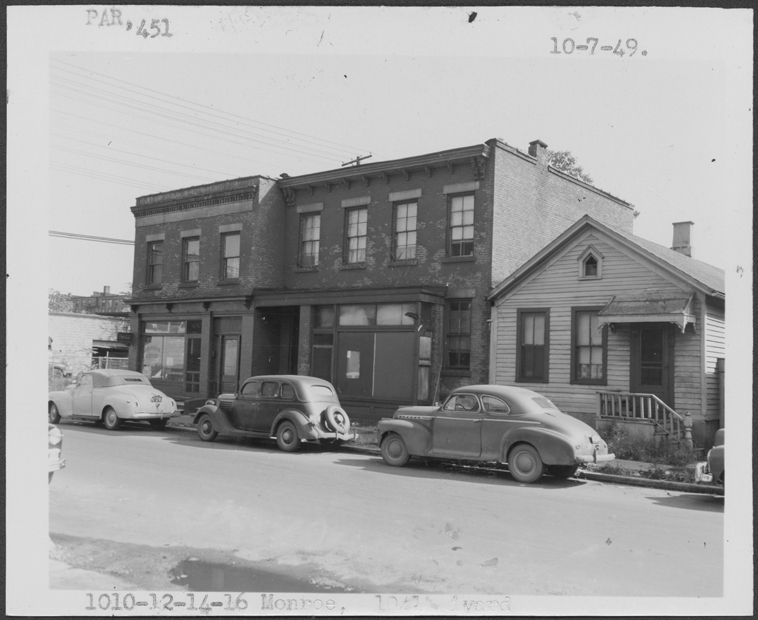 Buildings and house at 1010-1012-1014-1016 Monroe and 1041 Rivard