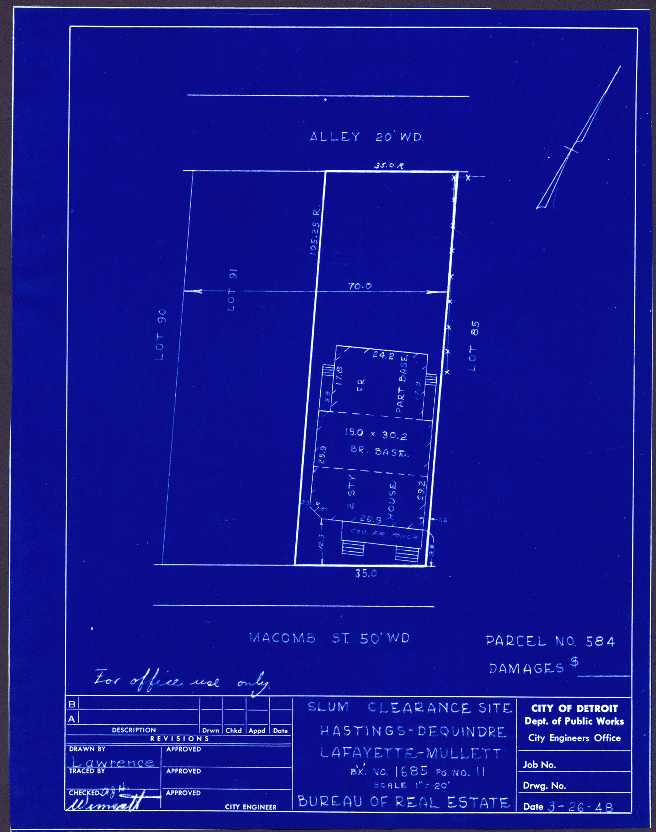 Plot plan for property on Macomb