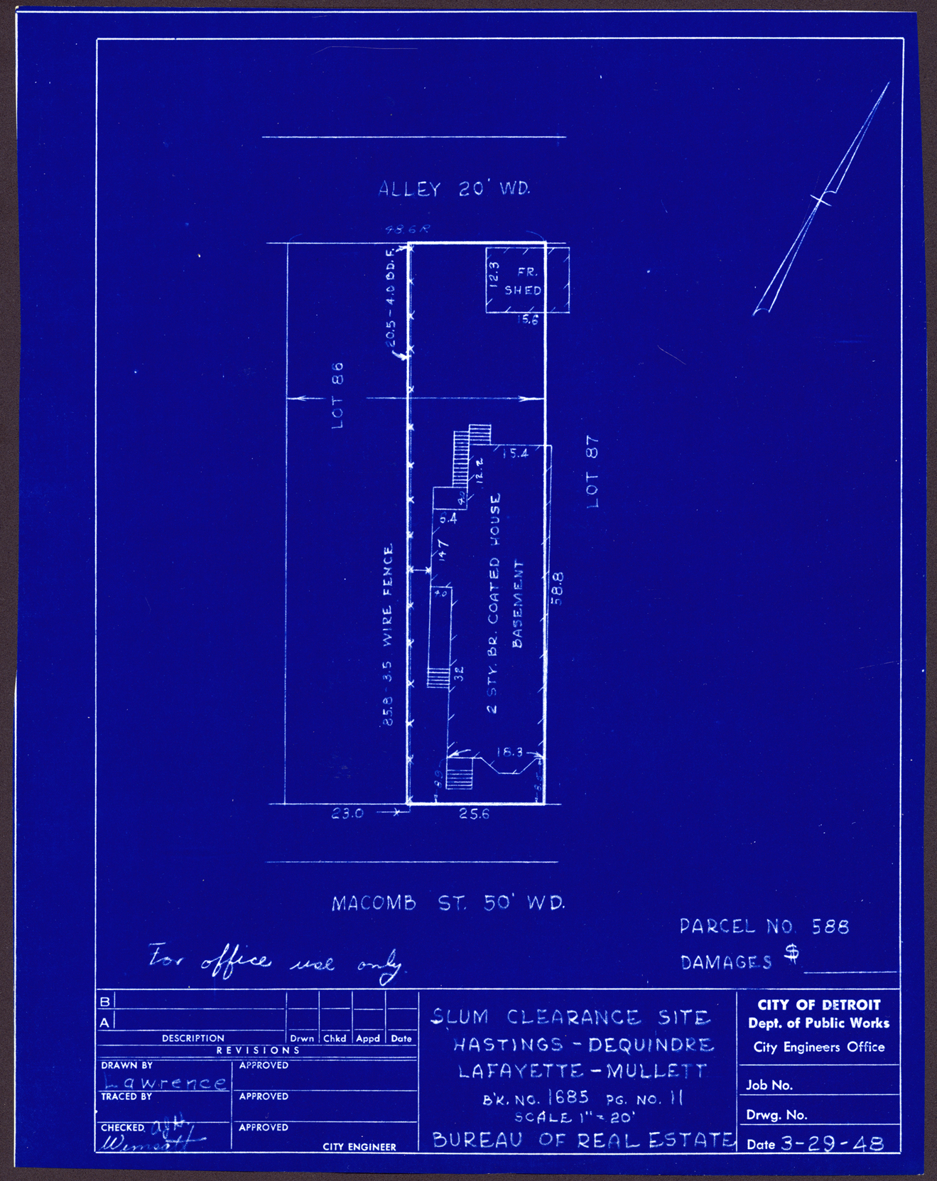 Plot plan for property on Macomb