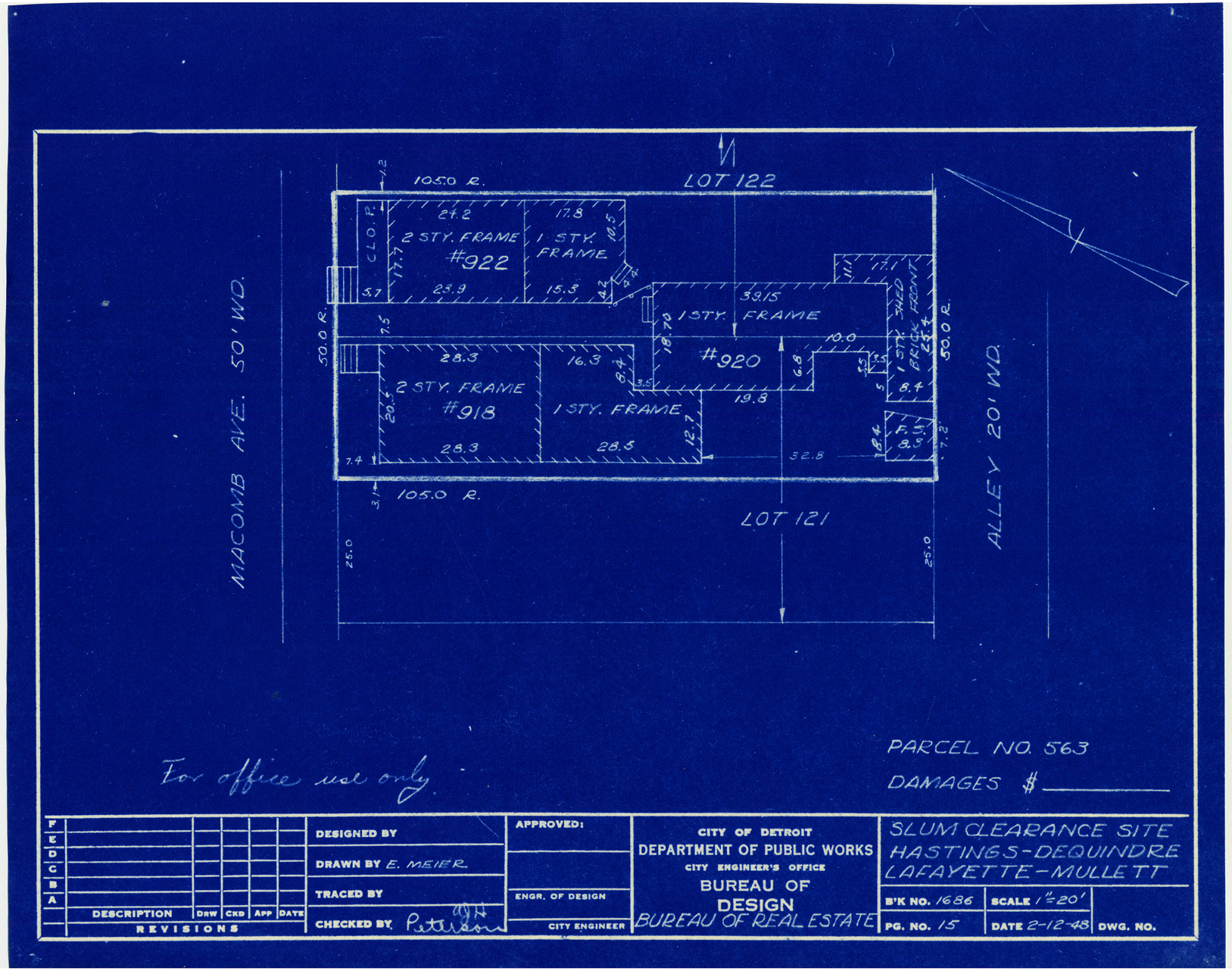 Plot plan for property on Macomb