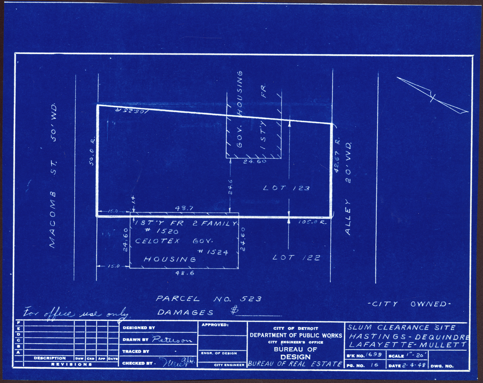Plot plan for property on Macomb