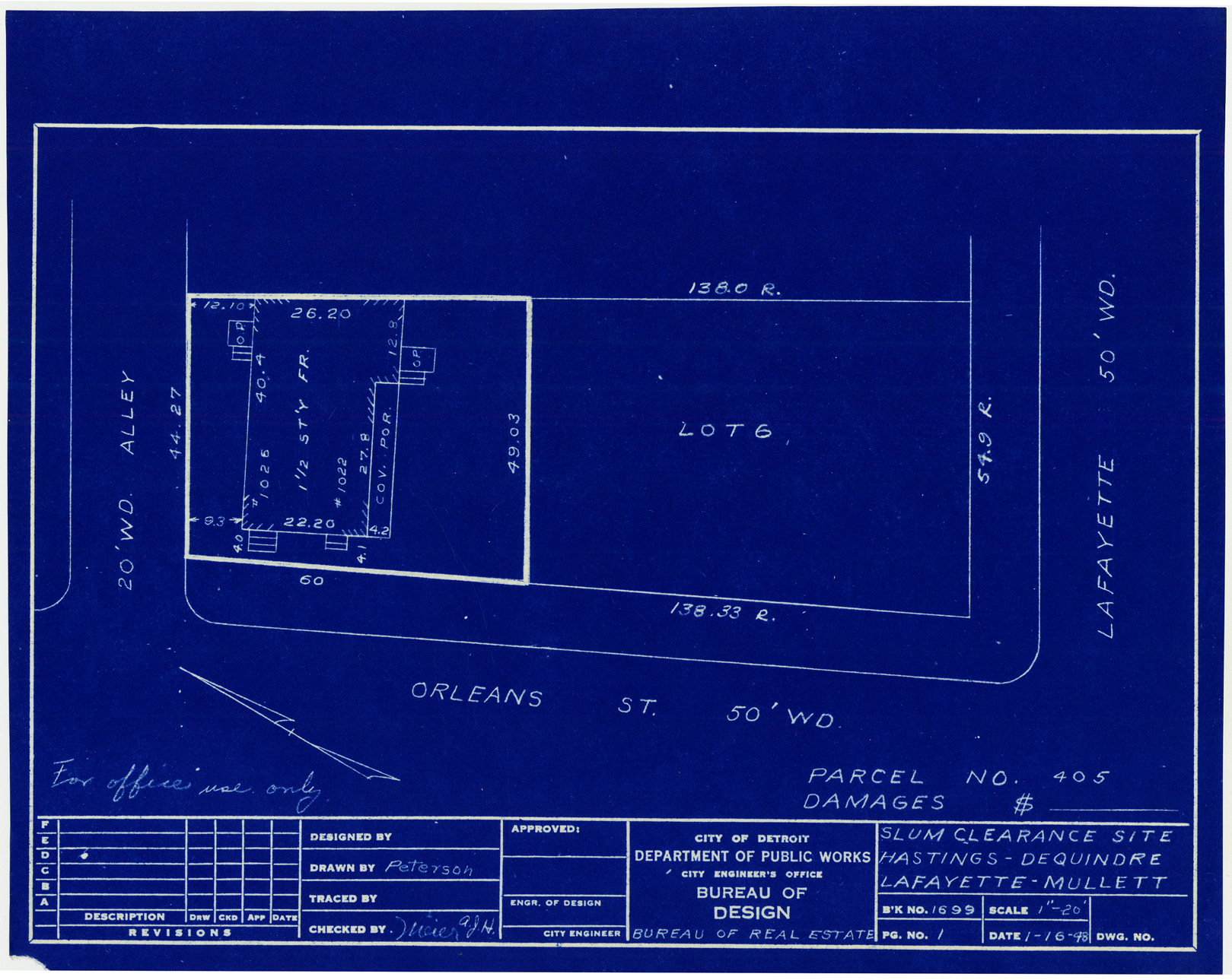 Plot plan for property on the corner of Lafayette and Orleans