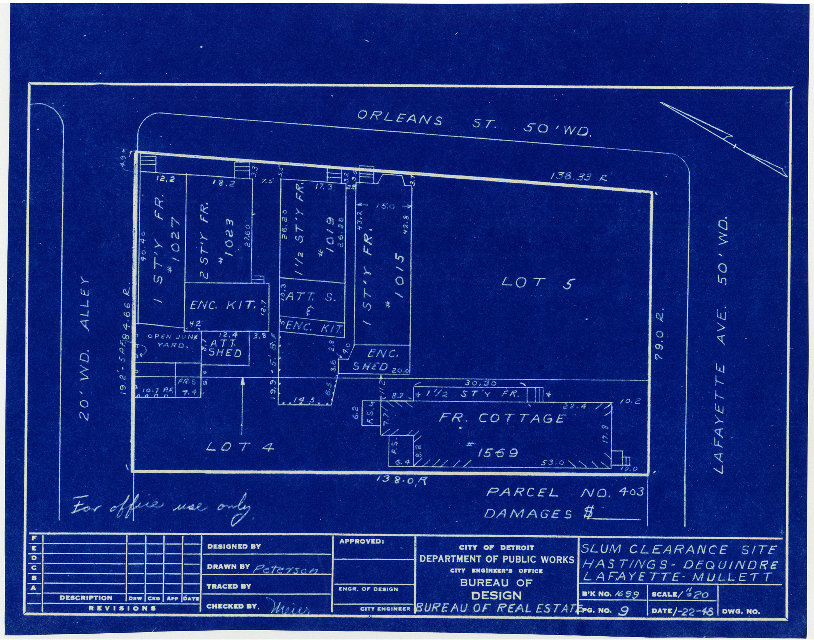 Plot plan for property on the corner of Lafayette and Orleans
