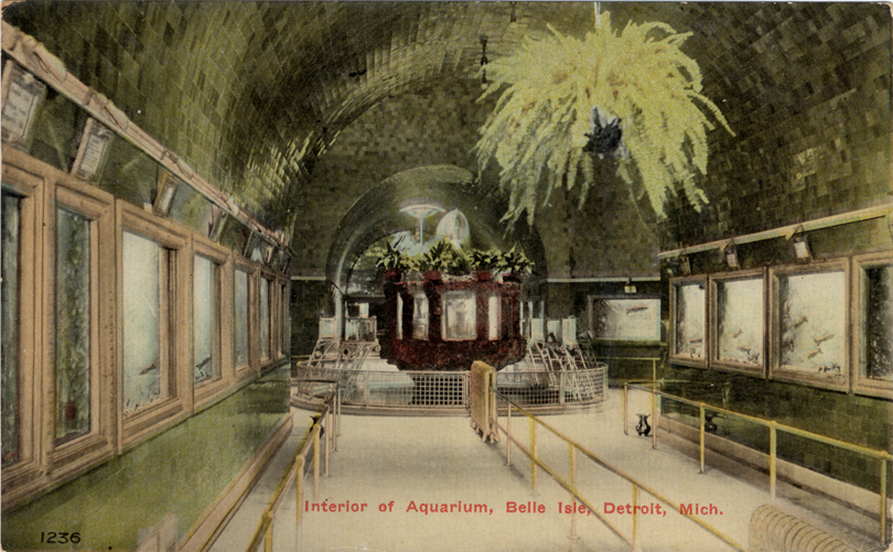 Interior of aquarium on Belle Isle