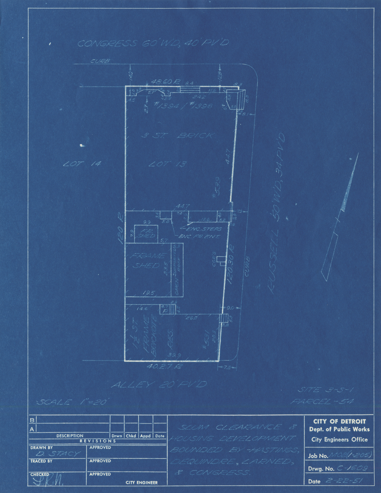 Plot plan for property on the corner of Russell and Congress