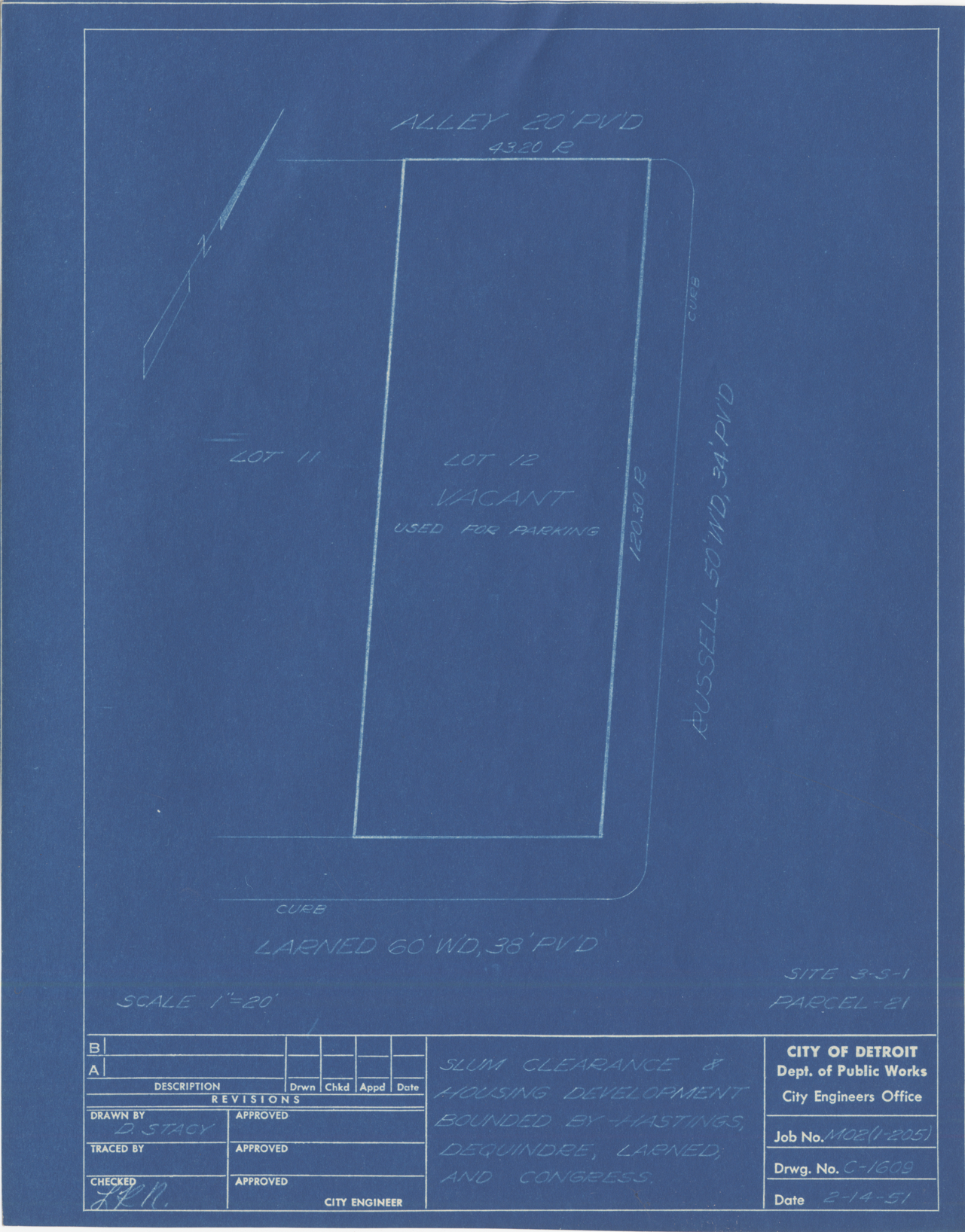 Plot plan for property on the corner of Larned and Russell