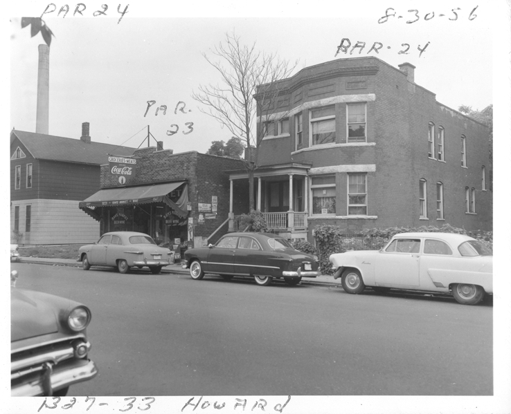 House at 1333 Howard and Sam's Market at 1327 Howard