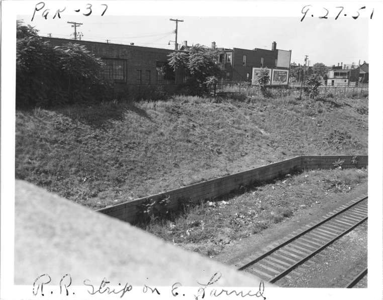 View along railroad tracks under E. Larned