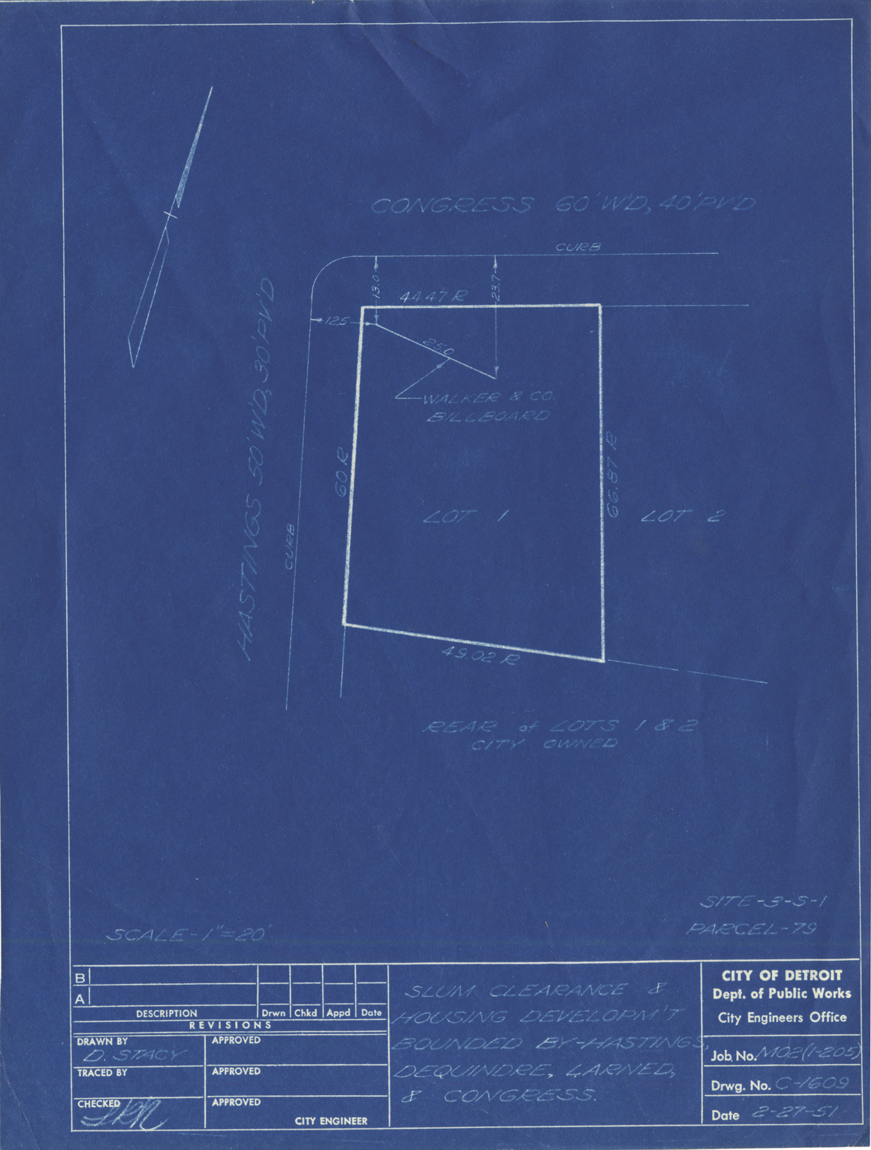 Plot plan for property on the corner of Hastings and Congress