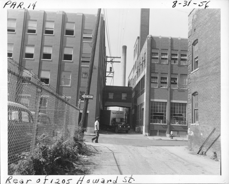Rear of Salvation Army building at 1205 Howard