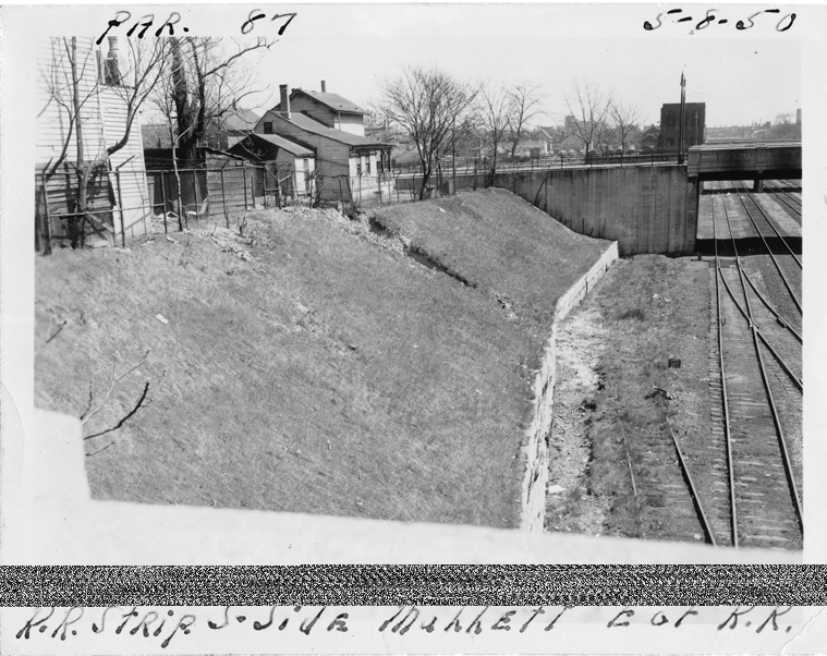Railroad embankment on south side of Mullett