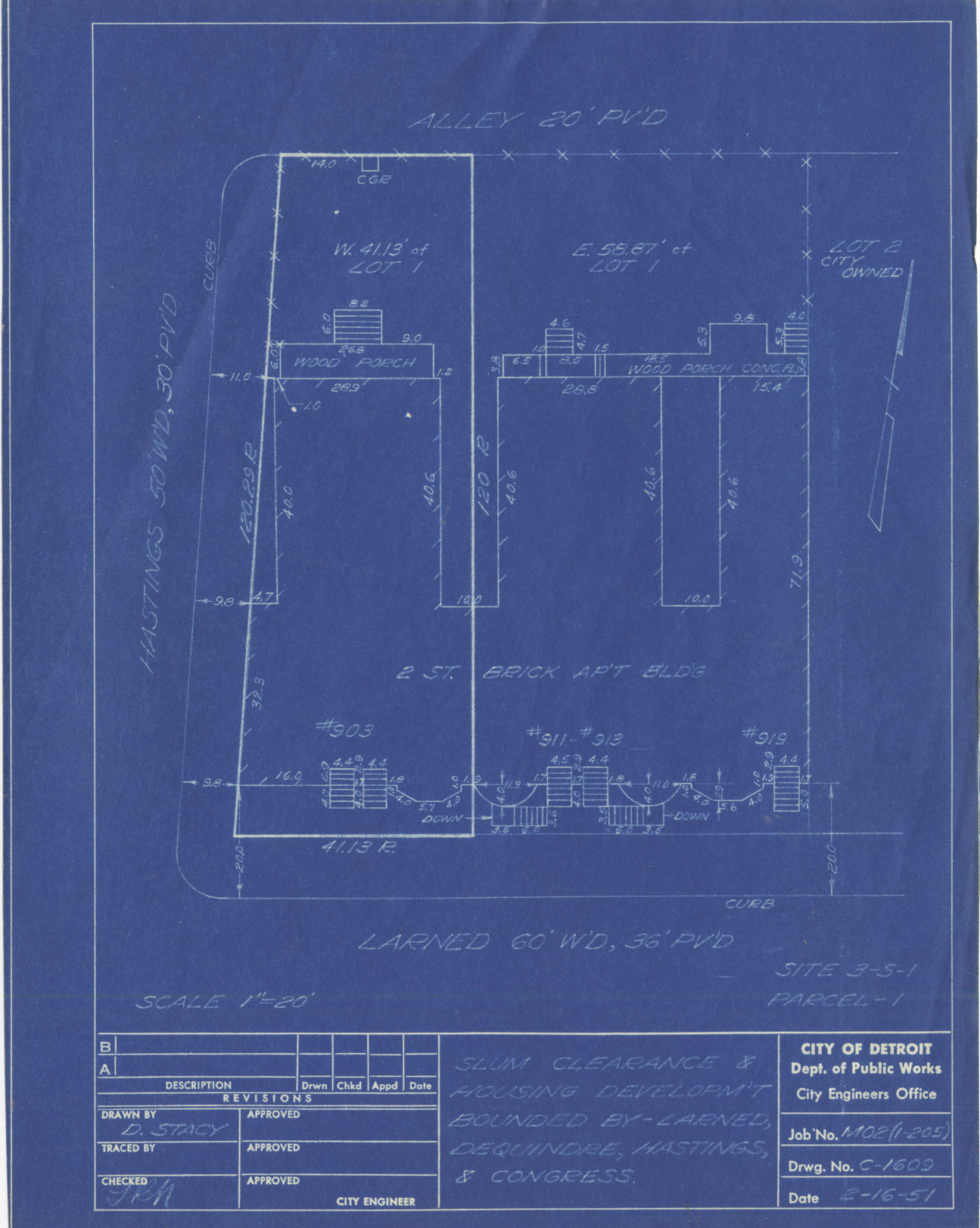 Plot plan for property on the corner of Larned and Hastings