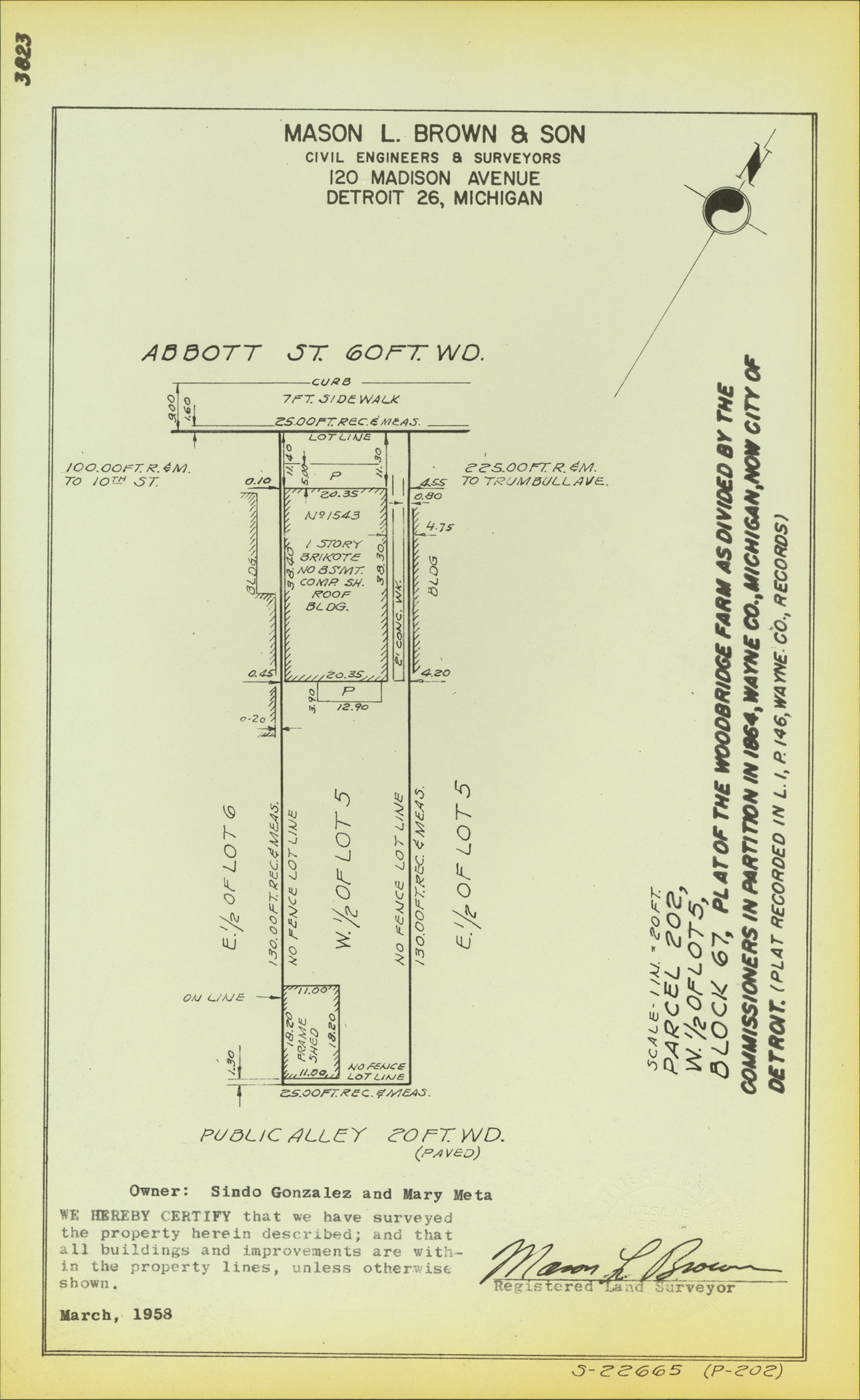 Plat map for property on Abbott