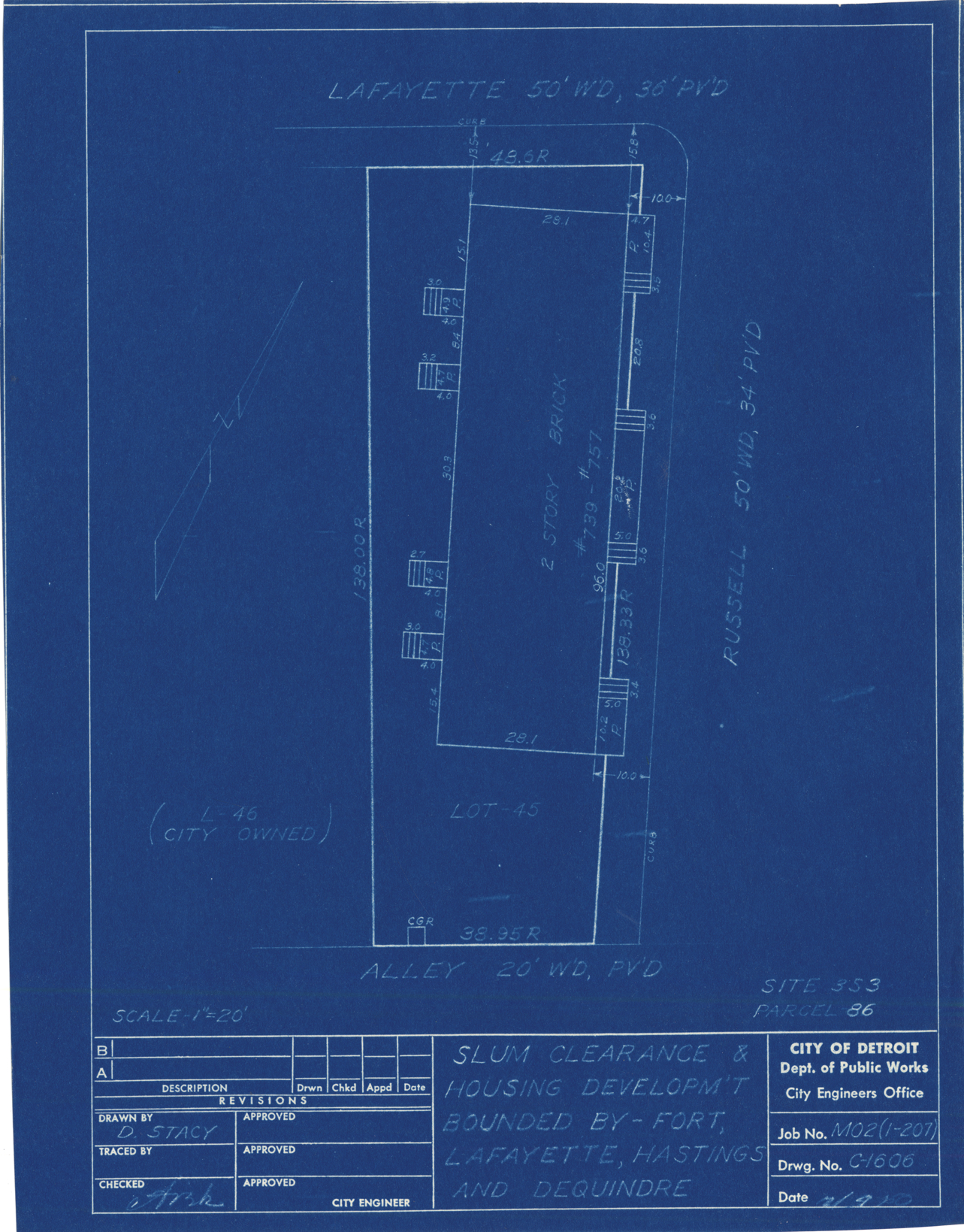 Plot plan for property on the corner of Russell and Lafayette